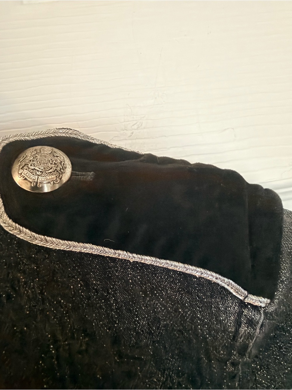 Lauren Ralph Lauren Women’s Size 4 Black Denim Military Blazer Jacket Velvet Tri - Picture 5 of 6
